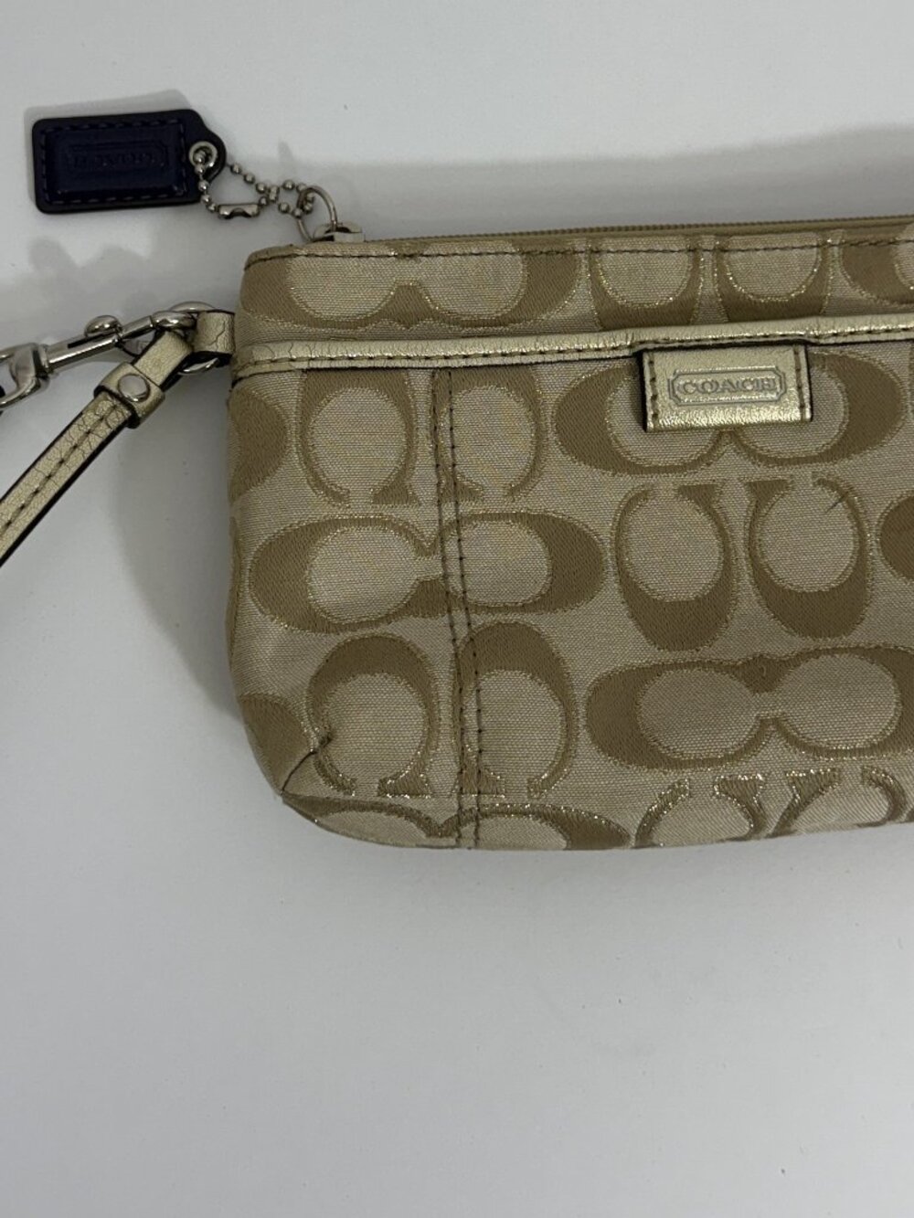 Coach F49558 Corner Zip Wristlet In Signature Canvas Gold